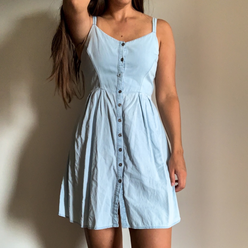 Button up chambray dress
